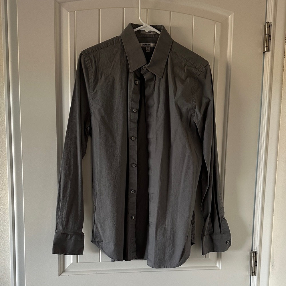 Express 1MX Dark Gray Men's Dress Shirt